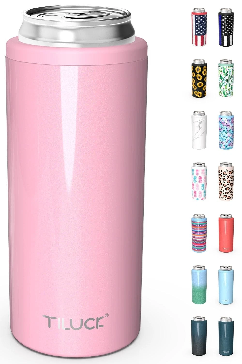 Skinny Can Cooler for Slim Beer & Hard Seltzer, Stainless Steel, Doucle-Walle...