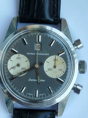 NIVADA GRENCHEN Chronomaster Ref. 87003 60er Jahre, Datum 12 Uhr, alles Original