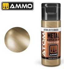 AMM-20173 Ammo By Mig Jimenez Atom: Metallic Brass Acrylic Paint 20ml Bottle