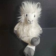Ganz LESSIE White and Gray Shaggy Llama Plush 18" Furry Stuffed Animal Doll