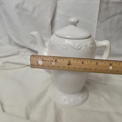 Calentador de fusión de cera PartyLite tetera candelabro blanco inglés decoración de cabaña usado en excelente estado - Imagen 10 de 12