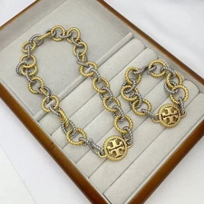 New! Tory Chunky Rope Chain Link Necklace & Bracelet Set Size:46 & 20cm