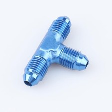  -4 AN Male Flare Tee Union Coupler Fitting Adapter Aluminum 4AN Blue