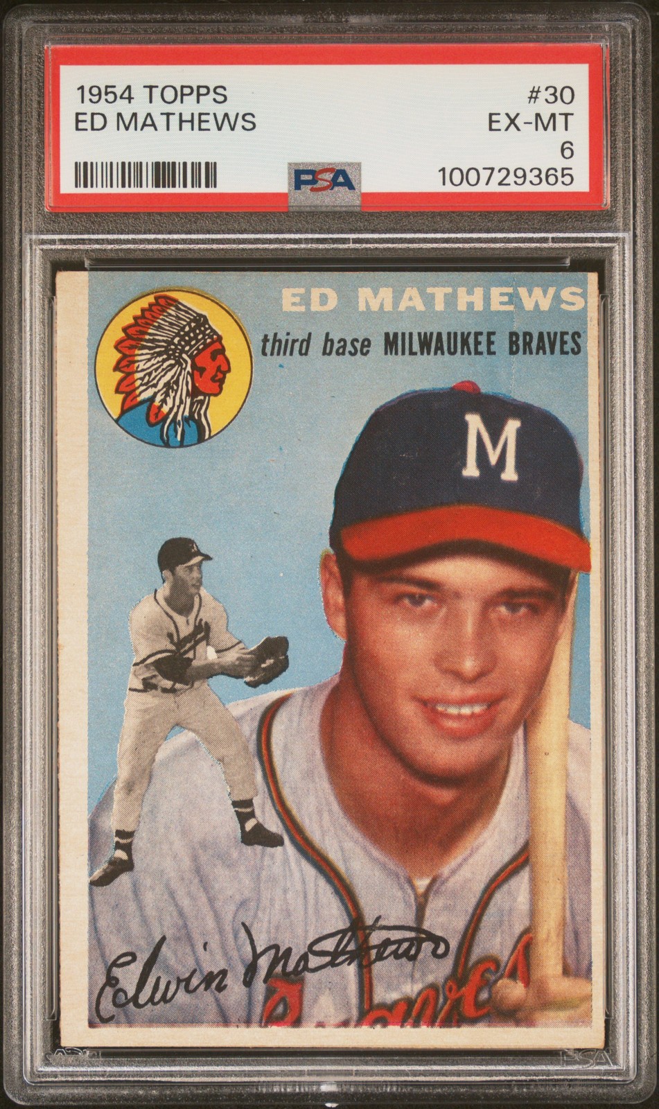 1954 TOPPS #30 ED MATHEWS PSA 6