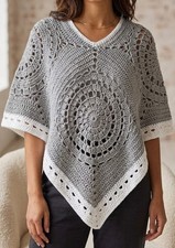 Handmade Crochet Grey Poncho One Size. Brand New Without Tags 100% Acrylic Yarn