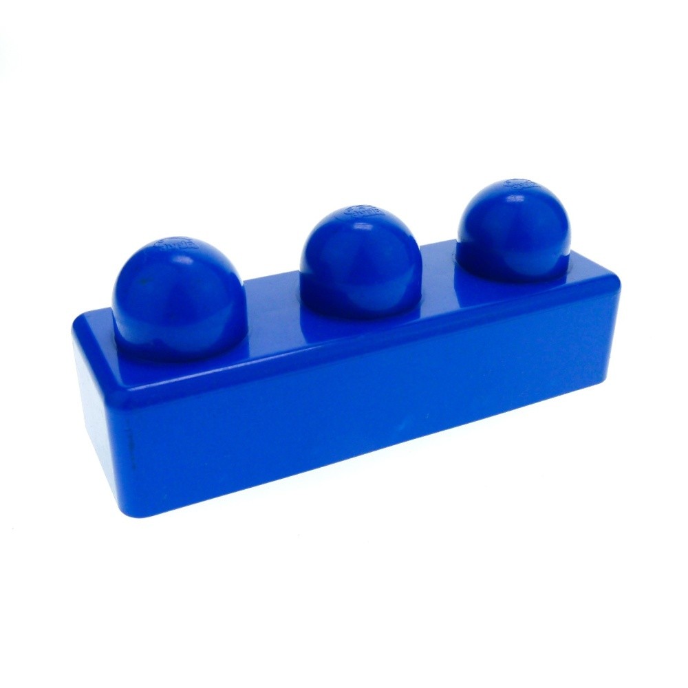 1X Lego Duplo Primo Building Block B-Stock Used 1X3 Blue 3 Large Knobs 31002