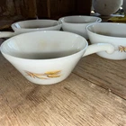 FIREKING Golden Wheat Bowls W Handles Set of 4 Milk GlassMade in USA vtg