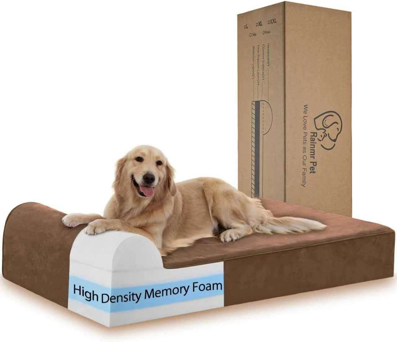 XL Chocolate Orthopedic Dog Bed - 7" Memory Foam, Waterproof & Chew-Proof