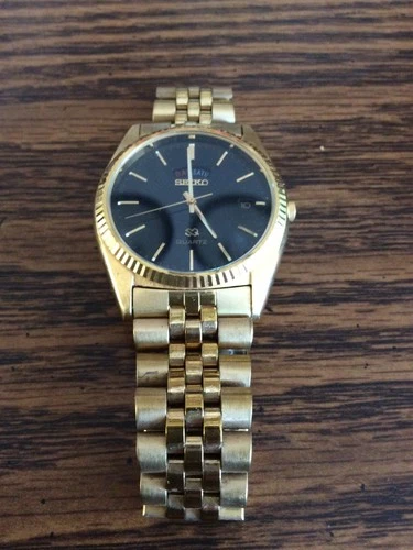 Vintage Seiko Quartz SQ Gold Tone Day Date Men's Wrist Watch - Untested