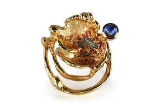 Designerring m. skulpturaler Gestaltung Saphir 585 Gelbgold Gr 52 [BRORS 18265]