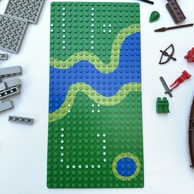 LEGO 6071 Forestmen&rsquo;s Crossing VINTAGE Parts- Rare River Baseplate, Bridge, Accs