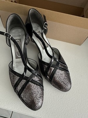 Tanzschuhe Dance Steps By Freed Of London Gr.6 Schwarz/Silber Lack NP 99 