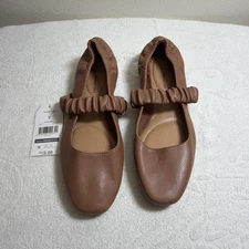 Time And Tru Ballet Flats Womens Size 7 Brown Tan Memory Foam Slip On Shoes