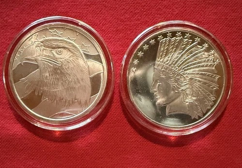 2-1oz Rounds .999 Fine Silver. 1- American Eagle & 1- Liberty Indian w/headdress