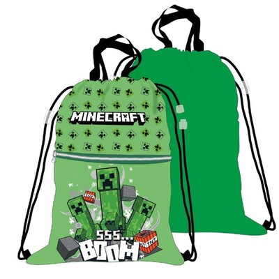Minecraft BOOM Deluxe Kinder Sportbeutel Turnbeutel  35x45cm Creeper Rucksack