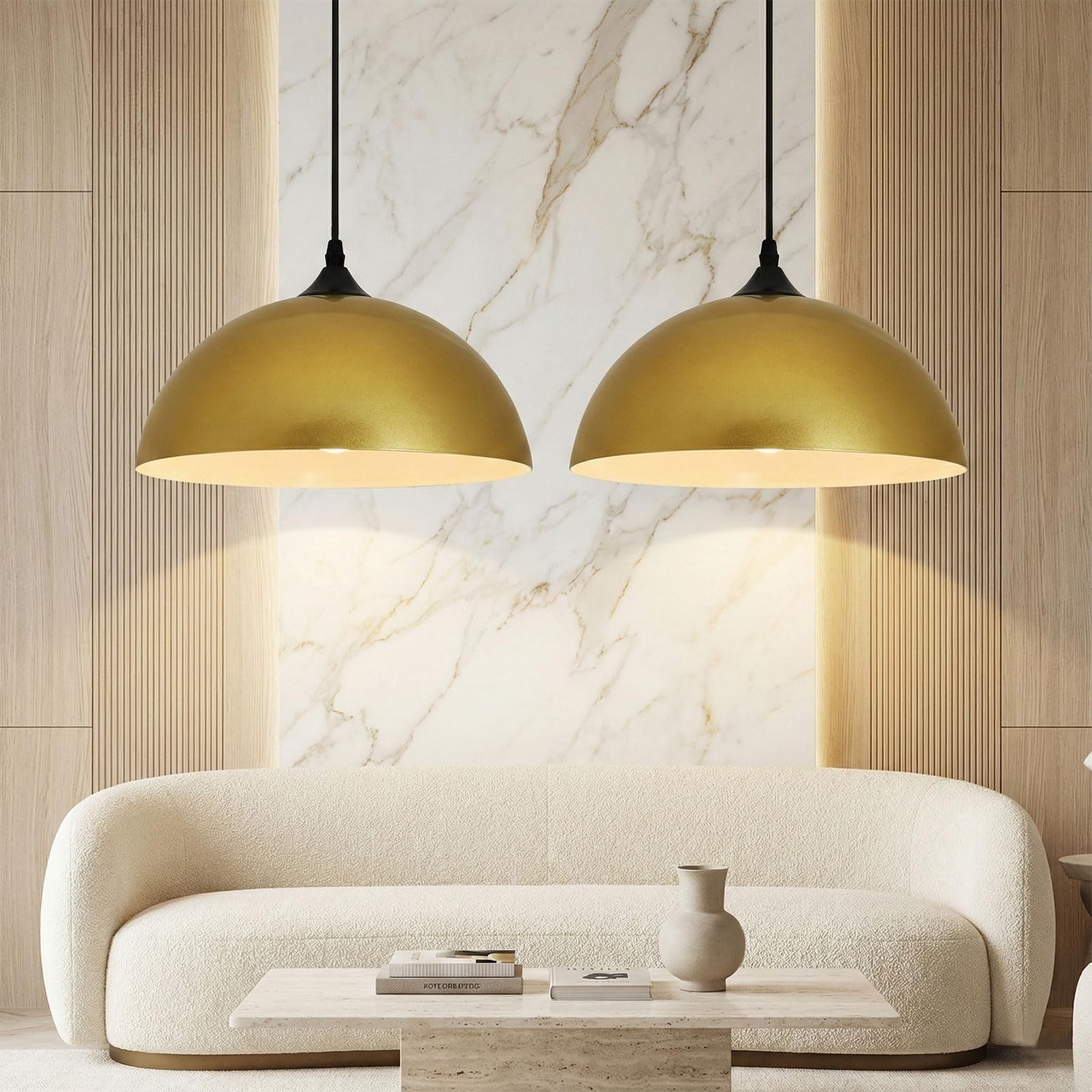 Lustres en fer doré moderne double éclairage pour harmoniser un grand salon