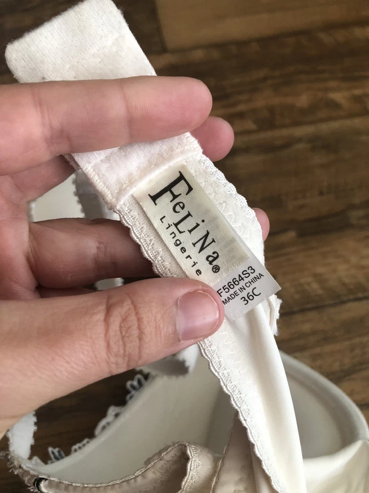 Sujetador Lencería Felina 36c Mujer Push Up Acolchado Con Aros Blanco Negro Encaje Foto 2 de 4