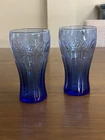 Set of 2 Blue Coca-Cola Glasses Cobalt Blue Coke Tumblers Vintage Style