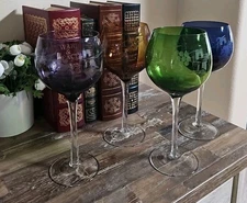 The Home Essential Balloon Wine Glass Etched Grape 9 1/4” Tall 18 oz. Set of 4