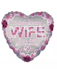 18’’ PINK HELIUM FOIL BALLOON REMEMBRANCE LOVING MEMORY FUNERAL DEATH WIFE