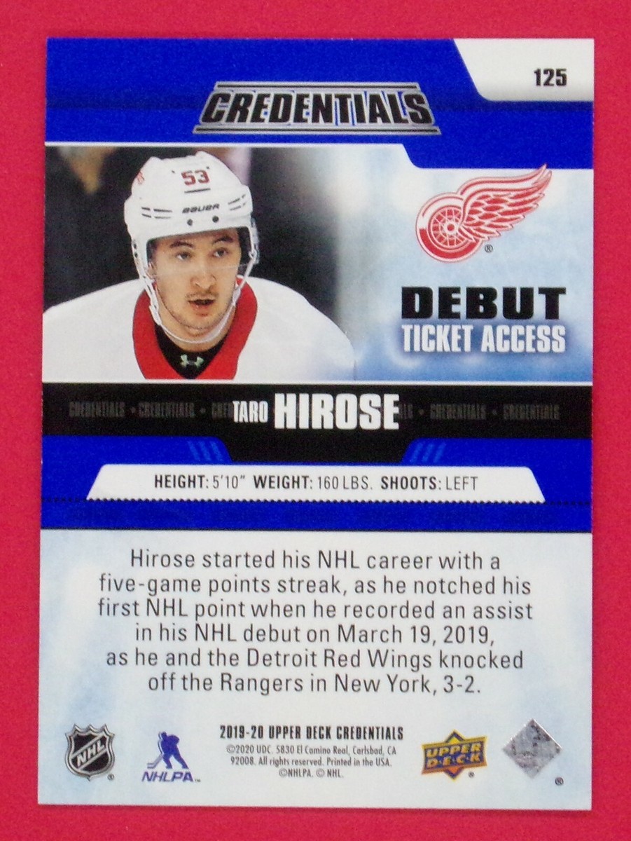 2019-20 UD Credentials Taro Hirose 569/699 RC Debut Ticket
