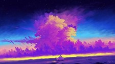 Landscape painting clouds sky car Custom Gaming Mat Desk