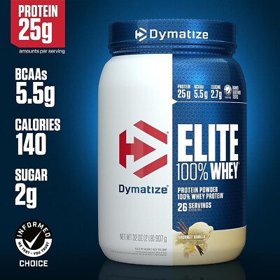Dymatize Elite 100% Whey Protein Powder, 25G Protein, 5.5G Bcaas & 2.7G L-Leucin