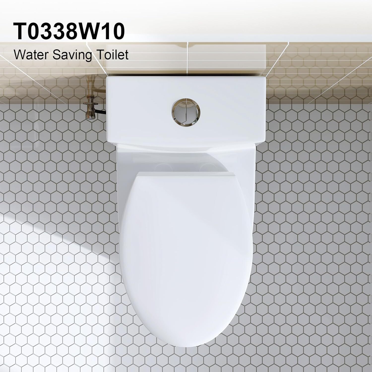 HOROW T0338W One Piece Toilet 10"/12'' Roughin Elongated Toilet Dual