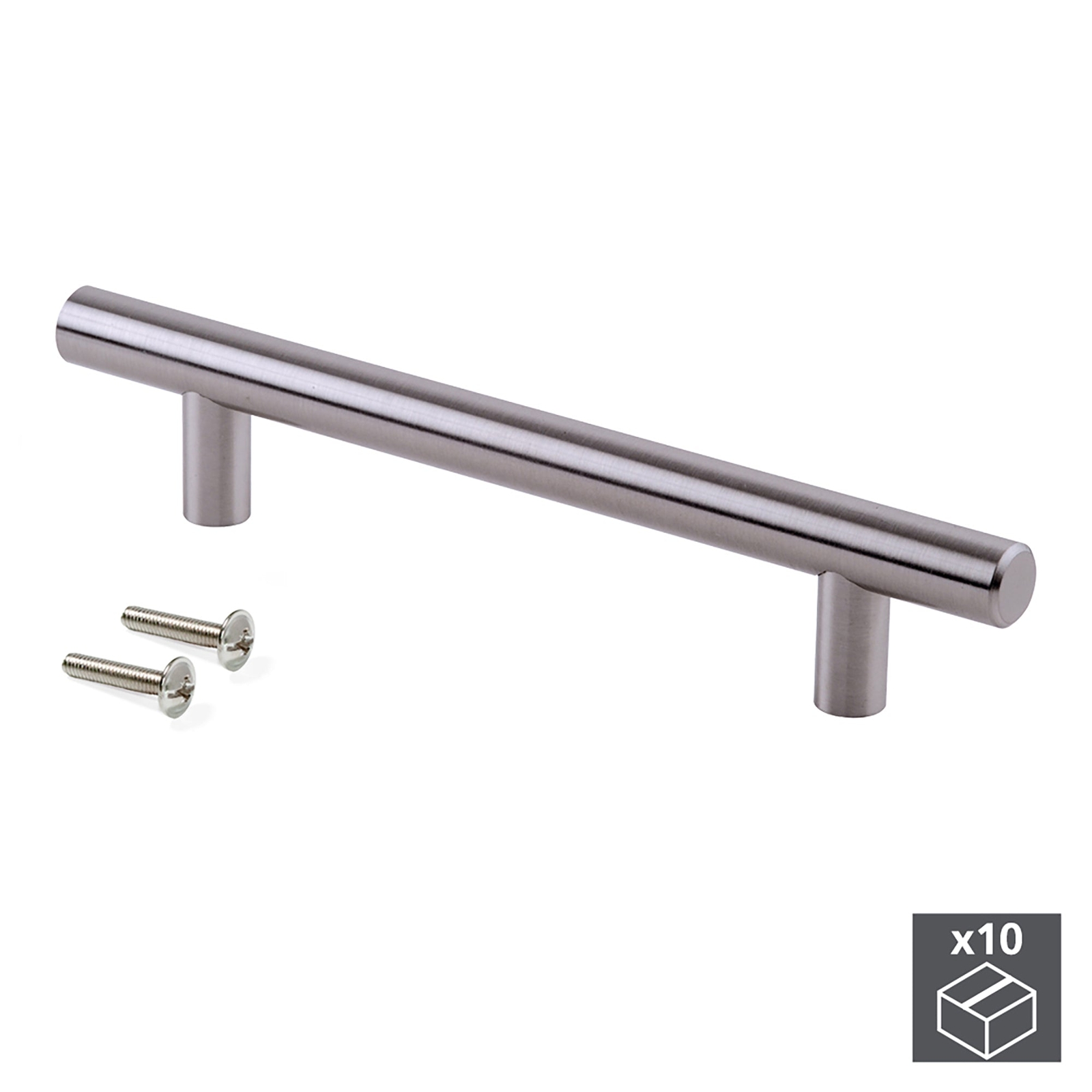 Maniglie per Mobile 12 mm Interasse 224 mm Acciaio Nichel Satinato 10 Pezzi