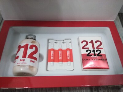 212 Vip Rose Red by Carolina mini lotion 3.4oz, EDP 3 x 2ml 0.07 fl oz, stickers
