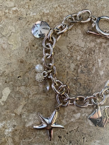 Signed LC Silver Tone Nautical Charm Bracelet 7.5” #1688 - 第 3/7 張圖片