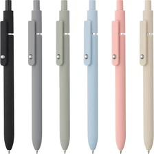 LINFANC 6 Pack Cute Gel Pens, Retractable Quick Dry Gel Ink Pen, Fine Point 0.5M
