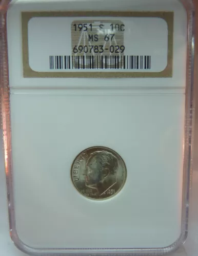 1951 S Roosevelt Dime 10C NGC Certified MS 67  - FREE SHIPPING !!