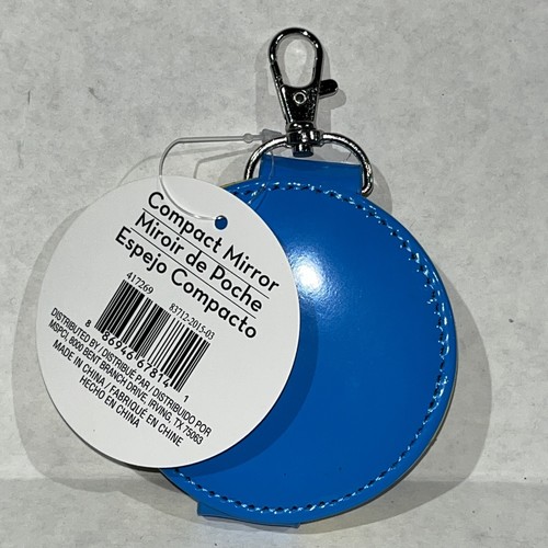 Blue Compact Mirror With Lobster Clasp 3” SMILE New - Picture 4 of 5