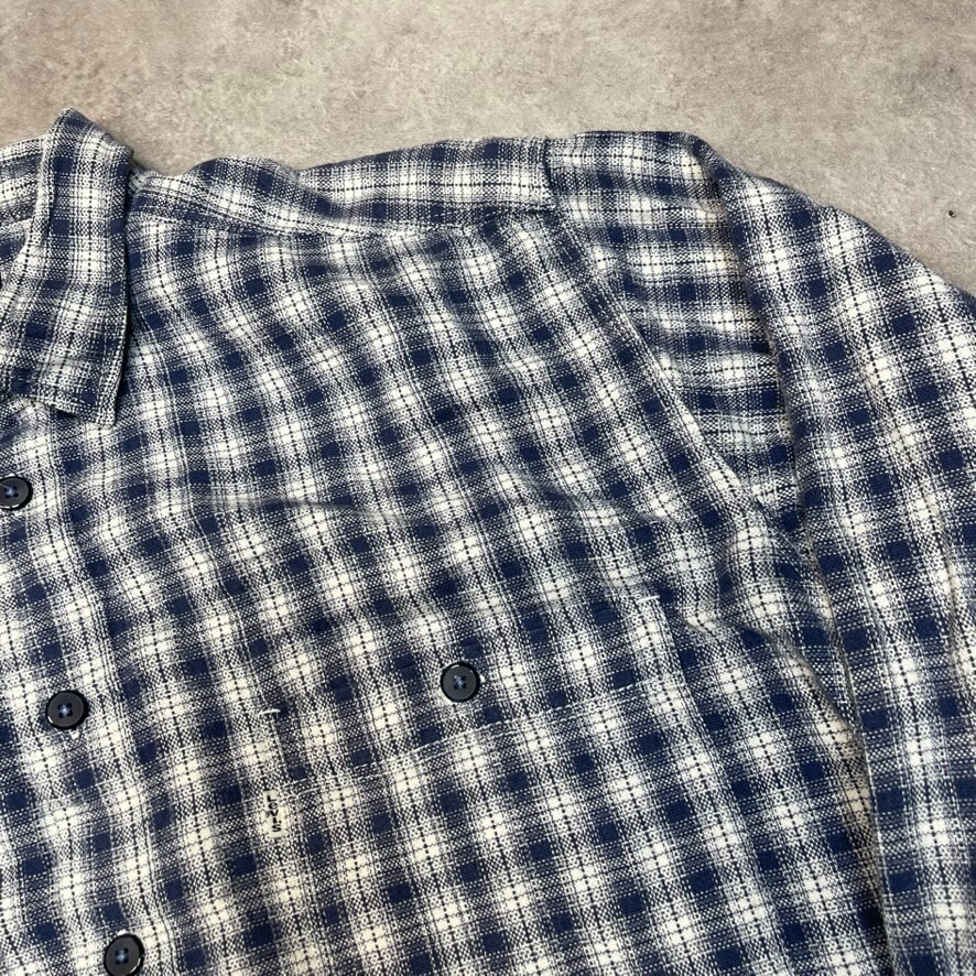 Levis Shirt Mens Checkered Button Up Check Collared Y2K Top, Navy, 2XL image 4