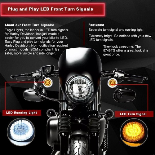 Lights Eagle 2" bala Harley señales de giro LED delanteras + kit trasero rojo (1156R) - Imagen 4 de 10