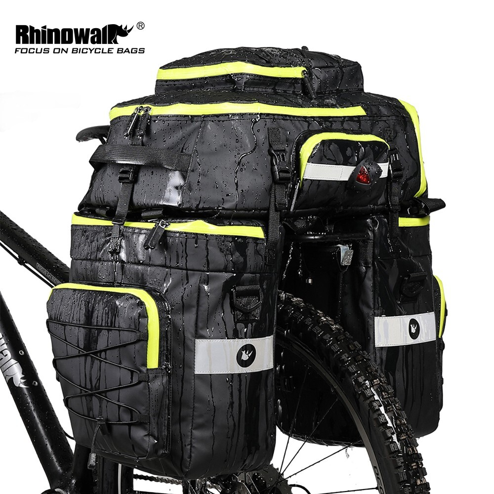 Rhinowalk 65L Bike Pannier Bag Waterproof 3 IN 1 Set Bicycle Rear Rack Saddle