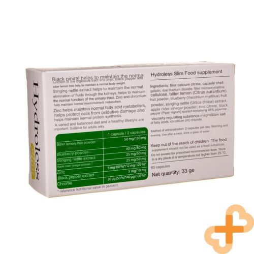 HYDROLESS SLIM 60 Capsules Supplement Body Weight Digestive Liver Functions - Picture 16 of 24