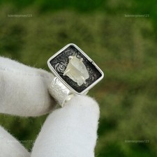 Gift For Women Multi Stone Adjustable Ring 925 Silver Natural Rainbow Moonstone