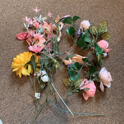 Vintage Lot Of 12 Silk Flowers Variety Colorful Some NWT