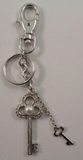 Rhinestone Bling Key with a Pearl Key Chain Purse Charm Fob