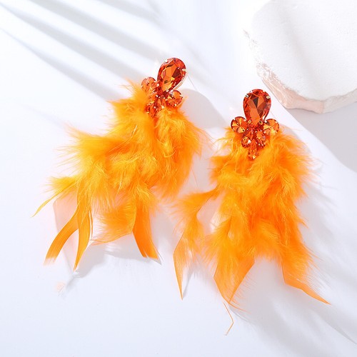 Feather Earrings Personalized Rhinestone Temperamental Fashion Long Fairy - Picture 13 of 19