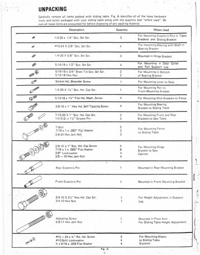 Operator Manual Fits Rockwell 34-485 Sliding Table Attachment for 10" Tilting Ar - Picture 9 of 13