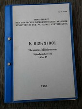 NVA  VORSCHRIFT K 039/3/001 THESAURUS MILIT&Auml;RWESEN ALPHABETISCHER TEIL A BIS P
