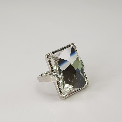 Solid Sterling Silver 925 Chunky Mirror Facited Square Gemstone Ring Size 6.5 - Picture 10 of 22