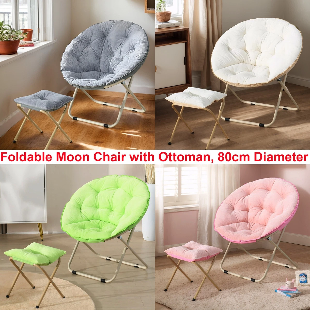 Oversized Folding Saucer Chairs Foldable Comfy Padded Moon Lounge Chair US