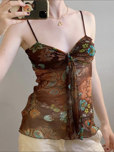 Fashion Retro Prints Indie Folk Style Women V-Neck Camisole Tops Sleeveless - Picture 20 of 23