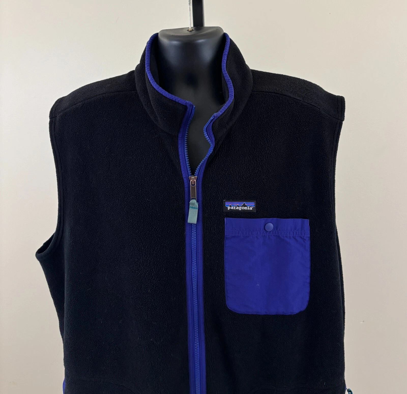 patagonia synchilla karstens blue trim full zip fleece exc jacket