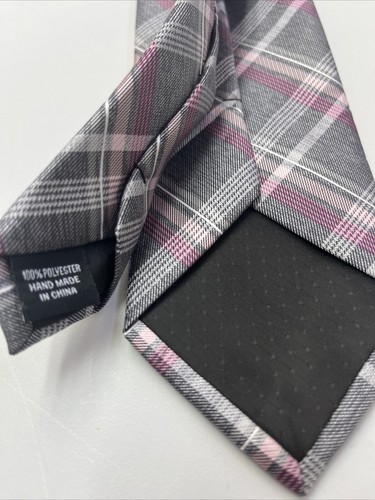 Platinum Designs Necktie - Grey Handmade plaid Tie, 58 Inch - Picture 4 of 7
