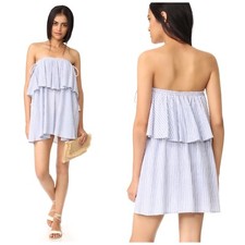 Faithfull The Brand Womens Dress XS 2 Madrid Ruffle Blue Stripe Reformation NWT